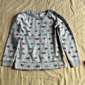Girls' Gray Heart-Print Long Sleeve Top